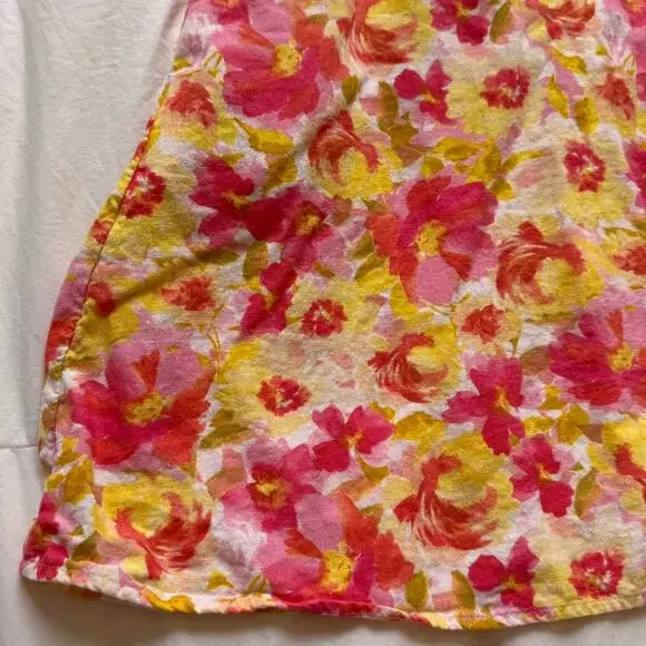 old navy sz XS Cottagecore linen babydoll floral mini dress stappy pockets - Picture 8 of 8